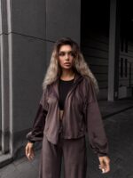 Велюровий костюм жіночий шоколадний 00382