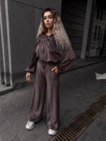 Велюровий костюм жіночий шоколадний 00382