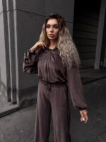 Велюровий костюм жіночий шоколадний 00382