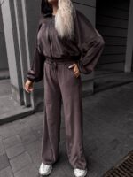 Велюровий костюм жіночий шоколадний 00382