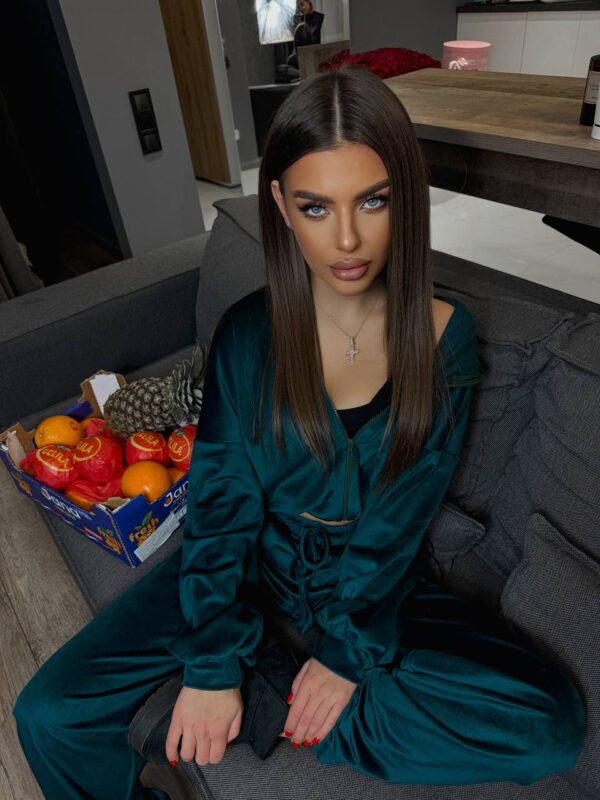 Велюровий костюм жіночий смарагдовий 00383