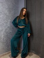 Велюровий костюм жіночий смарагдовий 00383