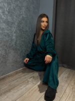 Велюровий костюм жіночий смарагдовий 00383