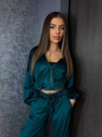 Велюровий костюм жіночий смарагдовий 00383
