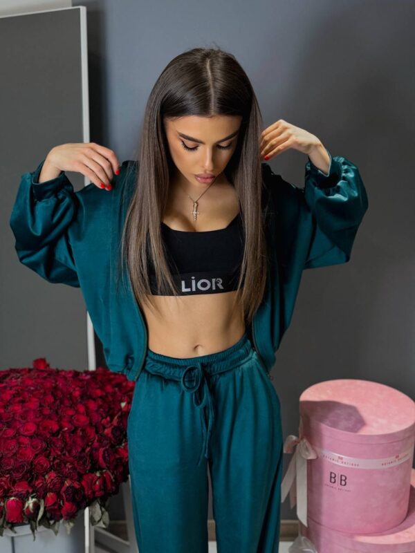 Велюровий костюм жіночий смарагдовий 00383