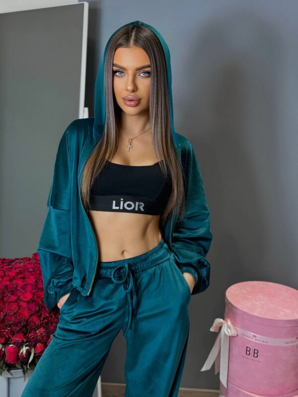 Велюровий костюм жіночий смарагдовий 00383