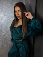 Велюровий костюм жіночий смарагдовий 00383