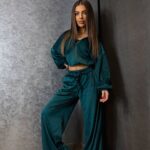 Велюровий костюм жіночий смарагдовий 00383