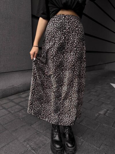 Жіноча спідниця леопардова довга 00392