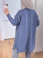 Жіночий в’язаний кардиган кольору джинс 00357
