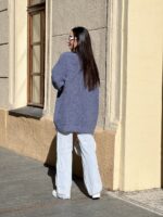 Жіночий в’язаний кардиган оверсайз кольору джинс 00362