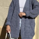 Жіночий в’язаний кардиган оверсайз кольору джинс 00362