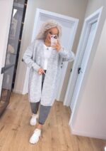 Жіночий в’язаний кардиган сірого кольору 00355