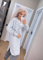Жіночий в’язаний кардиган сірого кольору 00355