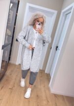 Жіночий в’язаний кардиган сірого кольору 00355