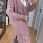 Жіночий в’язаний кардиган темна пудра 00356