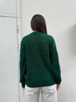 Жіночий в’язаний светр з низьким горлом смарагд 00378