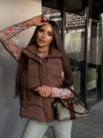 Жилетка жіноча коричнева коротка 00416