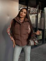 Жилетка жіноча коричнева коротка 00416