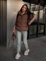 Жилетка жіноча коричнева коротка 00416