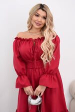 Жіноча сукня з регулюванням на грудях червоного кольору 00455