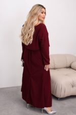 Жіночий костюм сукня з болеро бордового кольору 00459