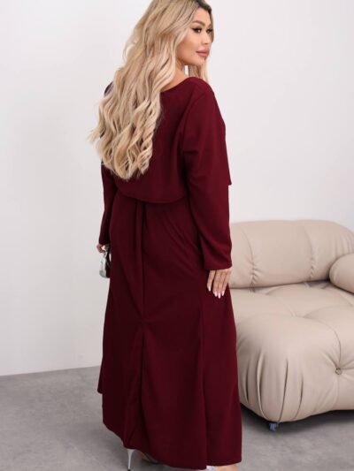 Жіночий костюм сукня з болеро бордового кольору 00459