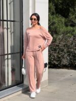 (Копія)Жіночий костюм зі спущеним плечем синього кольору 00503 00504