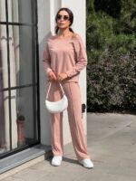 (Копія)Жіночий костюм зі спущеним плечем синього кольору 00503 00504