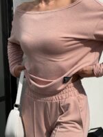 (Копія)Жіночий костюм зі спущеним плечем синього кольору 00503 00504