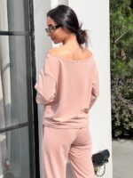 (Копія)Жіночий костюм зі спущеним плечем синього кольору 00503 00504