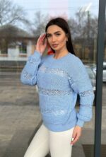 Тонкий жіночий светр блакитного кольору 00494