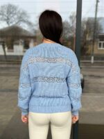 Тонкий жіночий светр блакитного кольору 00494