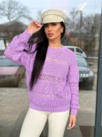 Тонкий жіночий светр бузкового кольору 00492