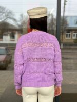 Тонкий жіночий светр бузкового кольору 00492