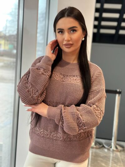 Тонкий жіночий светр кольору темна пудра 00493
