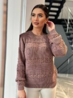 Тонкий жіночий светр кольору темна пудра 00493