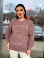 Тонкий жіночий светр кольору темна пудра 00493