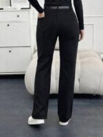 Жіночі вельветові штани чорного кольору 00495