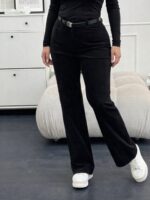 Жіночі вельветові штани чорного кольору 00495