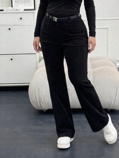 Жіночі вельветові штани чорного кольору 00495