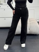 Жіночі вельветові штани чорного кольору 00495