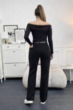 Жіночі вельветові штани чорного кольору 00495