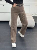 Жіночі вельветові штани кольору мокко 00496