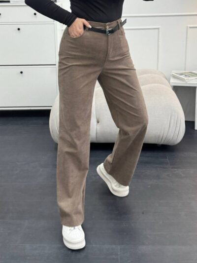 Жіночі вельветові штани кольору мокко 00496