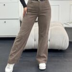 Жіночі вельветові штани кольору мокко 00496