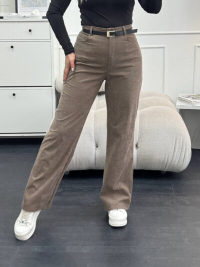 Жіночі вельветові штани кольору мокко 00496