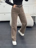 Жіночі вельветові штани кольору мокко 00496