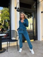 Жіночій спортивний костюм на блискавці графітового кольору 00515