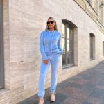 Жіночій спортивний велюровий костюм блакитного кольору 00506